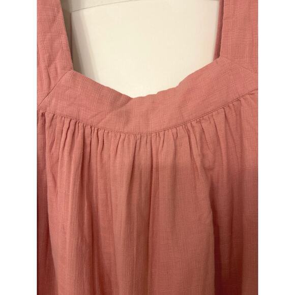 Sonoma 100% Cotton Square Neck Balloon Sleeve Flowy Top Rose Pink Size 4X New - Picture 8 of 12